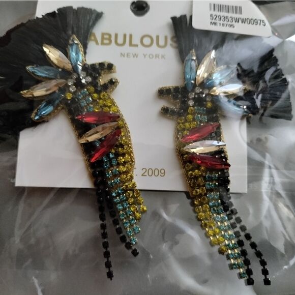 Parrot Bird Raffia Multi Stone Earrings - Picture 3 of 10